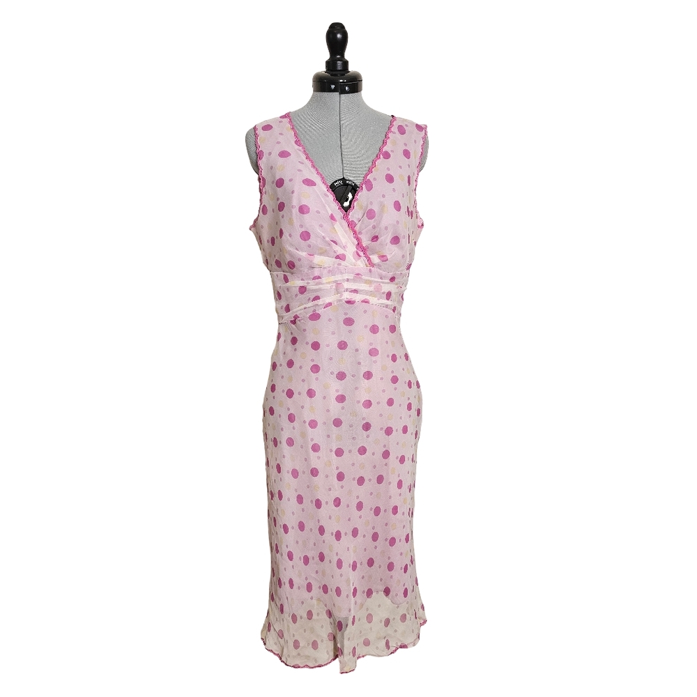 Rare Vintage Polka Dot Genuine Silk Midi Dress
